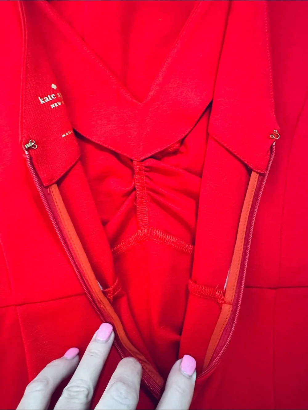 NWT KATE SPADE BROOME STREET V-NECK PONTE FIT & FLARE DRESS RED SZ 10 - Picture 11 of 11